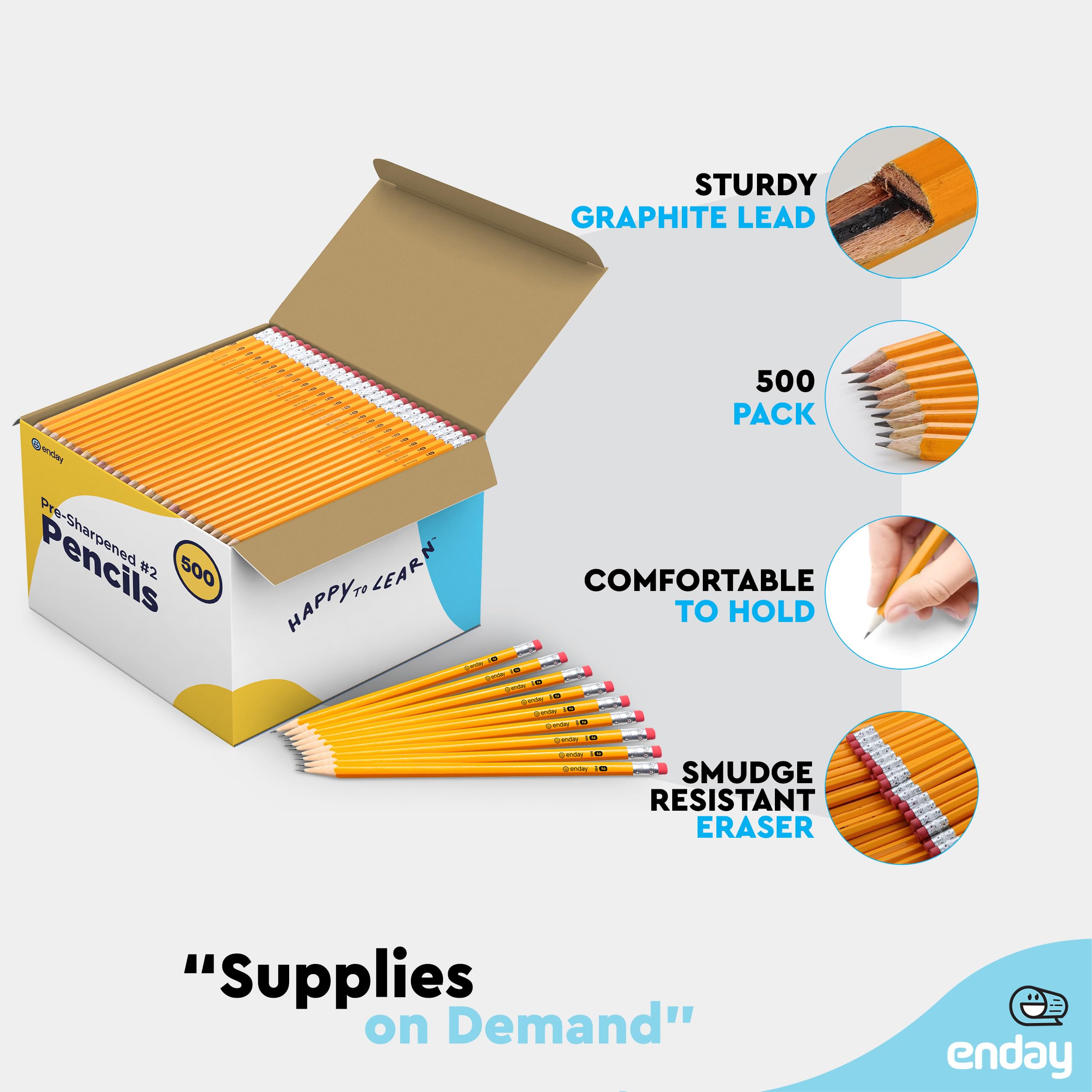 Amazon.com : Enday #2 Pencils Bulk - 500 Pack - Pre-Sharpened #2